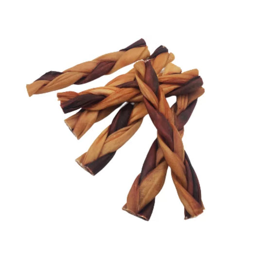 6″- Braided Beef Collagen Stick Brown/Natural