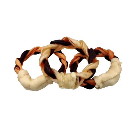 6″- LARGE Braided Beef Collagen Ring – Brown-Natural