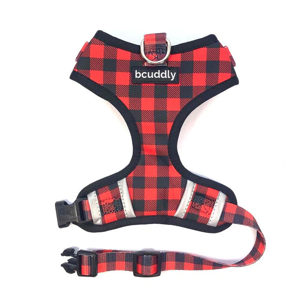 BCUDDLY CONTROL DOG HARNESS - RED PLAID CLASSIC