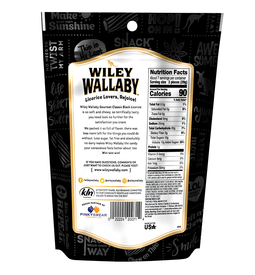 Wiley Wallaby Classic Black  Licorice 184gm