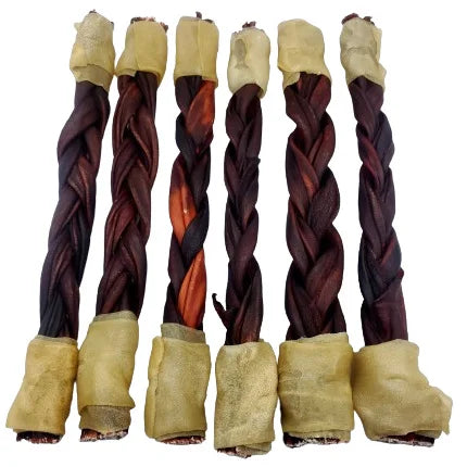 12" Braided Collagen Stick - Brown - Wrapped Ends