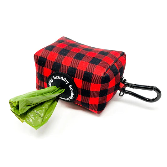 BCUDDLY POOP BAG HOLDER - RED PLAID