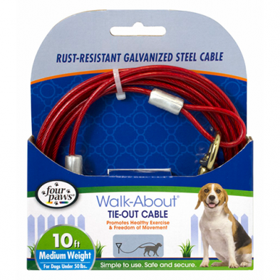 FOUR PAWS® TIE-OUT CABLE MEDIUM WEIGHT RED 10'