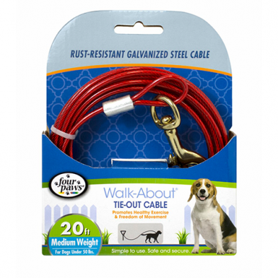FOUR PAWS® TIE-OUT CABLE MEDIUM WEIGHT RED 20'