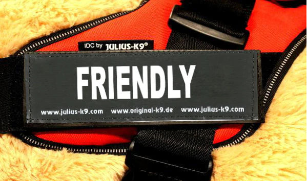 Julius-K9 Harness Labels - set of 2 "FRIENDLY"